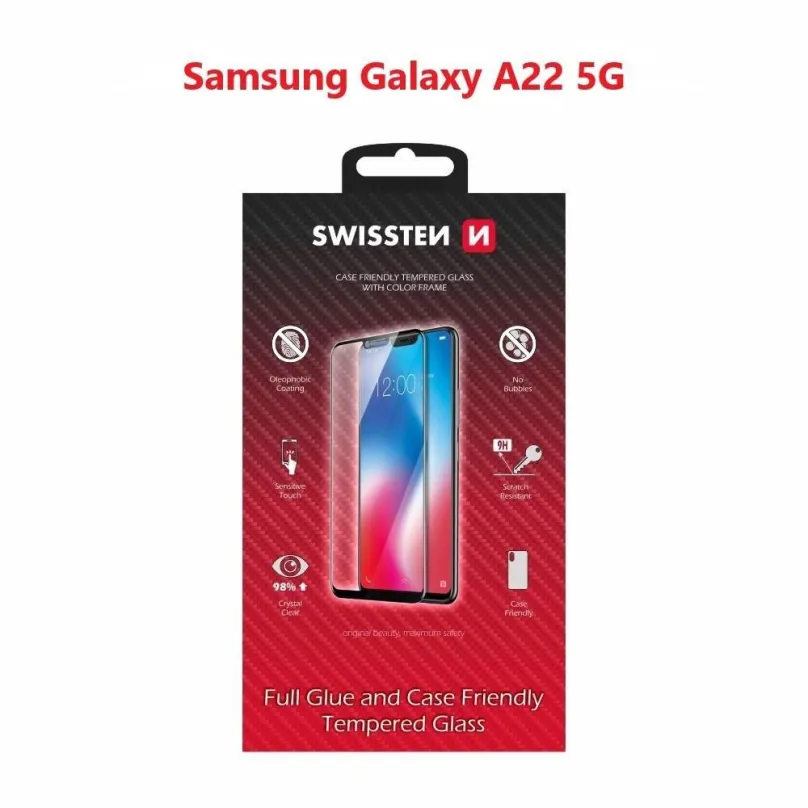 Ochranné sklo Swissten Case Friendly pre Samsung Galaxy A22 5G čierne