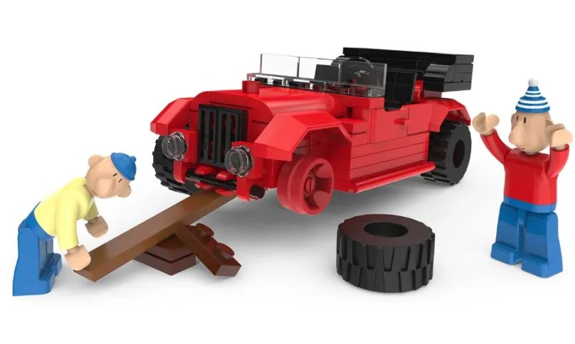 Sluban stavebnice Pat & Mat série In the Car, 117 dielikov (kompatibilný s LEGO)