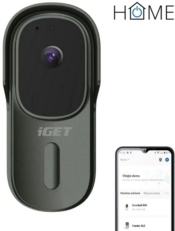 Videozvonček iGET HOME Doorbell DS1 Anthracite - batériový WiFi video zvonček s FullHD prenosom obrazu a zvuku
