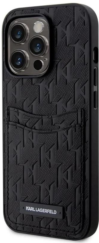 Kryt na mobil Karl Lagerfeld Saffiano Monogram Card Slot Zadný Kryt pre iPhone 13 Pro Max Black