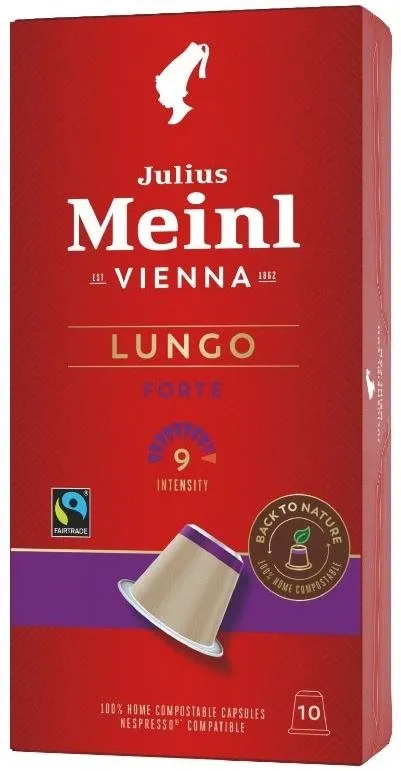 Kávové kapsule Julius Meinl Nespresso kompostovateľné kapsule Lungo Forte (10x 5.6 g/box)