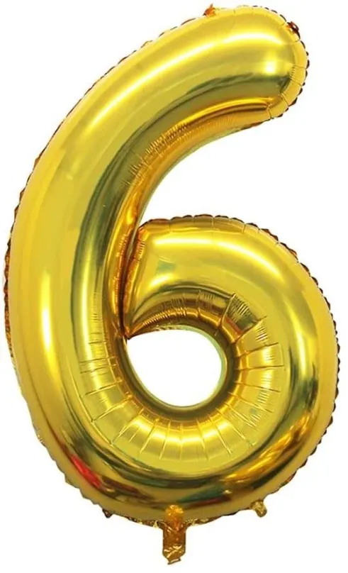 Balóniky Atomia fóliový balón narodeninové číslo 6, zlatý 46 cm