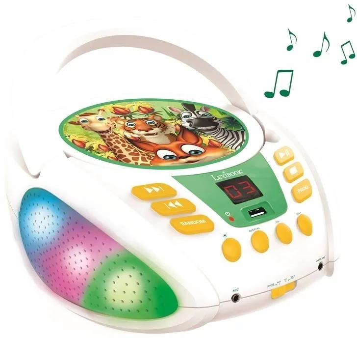 Hudobná hračka Lexibook Animals Bluetooth CD prehrávač so svetlami a USB
