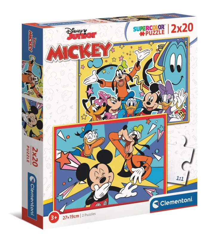 CLEMENTONI Puzzle Mickey sa baví s kamarátmi 2x20 dielikov