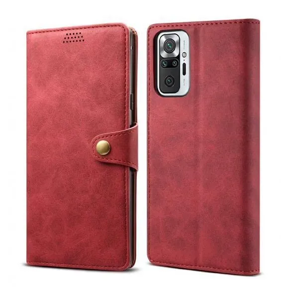 Puzdro na mobil Lenuo Leather pre Xiaomi Redmi Note 10 Pro, červené