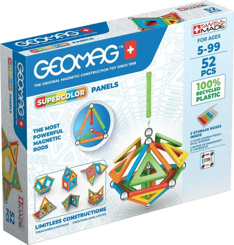 Stavebnica Geomag - Supercolor recycled 52 pcs