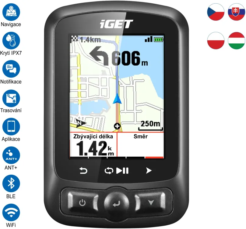 GPS navigácia iGET CYCLO C250 GPS, navigácia