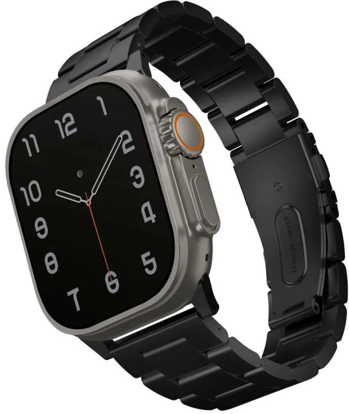 Remienok Uniq Osta článkový oceľový pre Apple Watch 49/45/44/42mm, Midnight (Black)