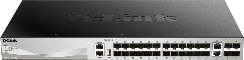 Switch D-Link DGS-3130-30S, do racku, 1x USB 2.0, 24x SFP, 4x SFP+, IGMP Snooping, L2, l3
