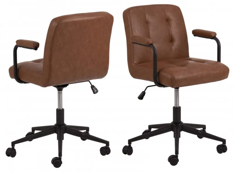 Kancelárska stolička DESIGN SCANDINAVIA Cosmo, syntetická koža, hnedá