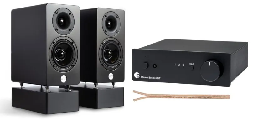 AQ Audio set Stereo Box S3 BTb+ WRS MM2 black passive +reprokábl AQ 615 2x1,5mm2
