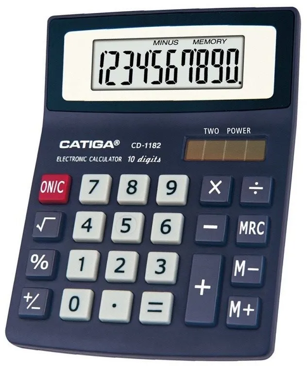 Kalkulačka CATIGA CD-1182, stolné, solárne aj batériové napájanie, 10miestny 1riadkový dis
