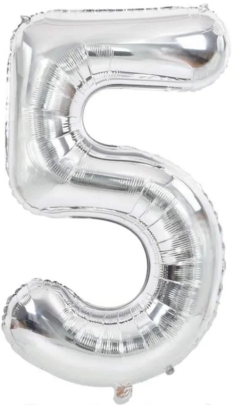 Balóniky Atomia fóliový balón narodeninové číslo 5, strieborný 46 cm