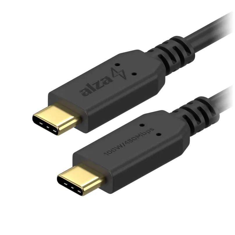 Dátový kábel AlzaPower Core USB-C/USB-C 2.0, 5A, 100W, 0.5m čierny