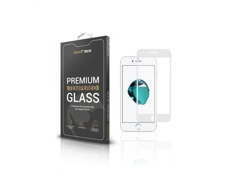 RhinoTech Tvrdené ochranné 3D sklo pre Apple iPhone 7 Plus / 8 Plus (White)