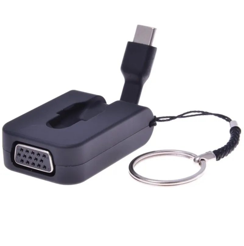 Redukcia PremiumCord Adaptér USB-C male na VGA female, zasúvací kábel a krúžok na kľúče