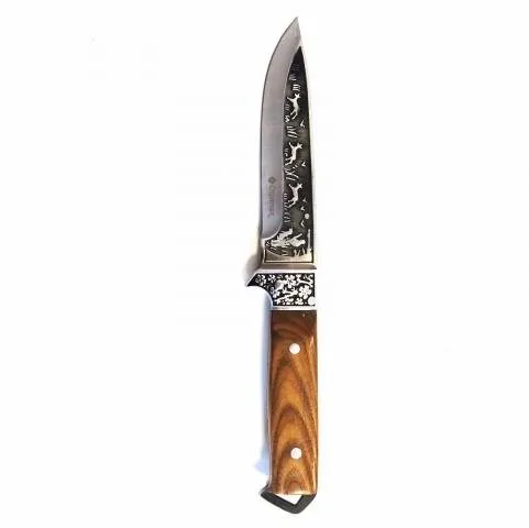 Nôž Lovecký nôž so zdobenou čepeľou, 26 cm