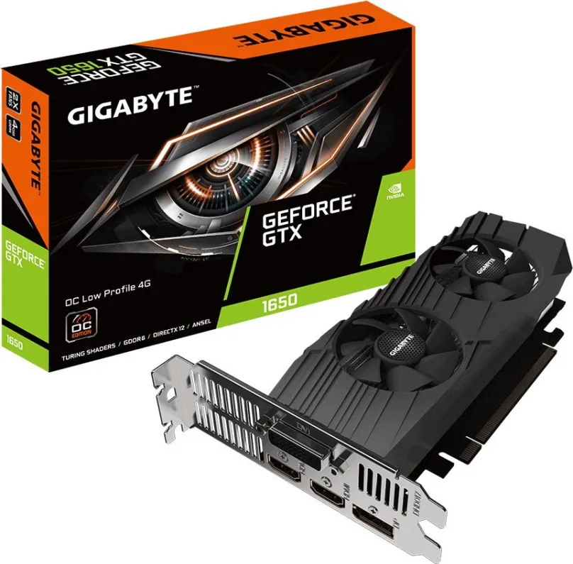 Grafická karta GIGABYTE GeForce GTX 1650 D6 OC Low Profile 4G, 4 GB GDDR6 (12000 MHz), NV