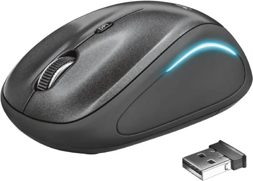 Myš Trust Yvi FX Wireless Mouse - black, bezdrôtová, optická, symetrická, pripojenie cez