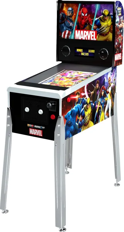 Arkádový automat Arcade1up Marvel Virtual Pinball, v retro prevedení, má 10 predinštalovan