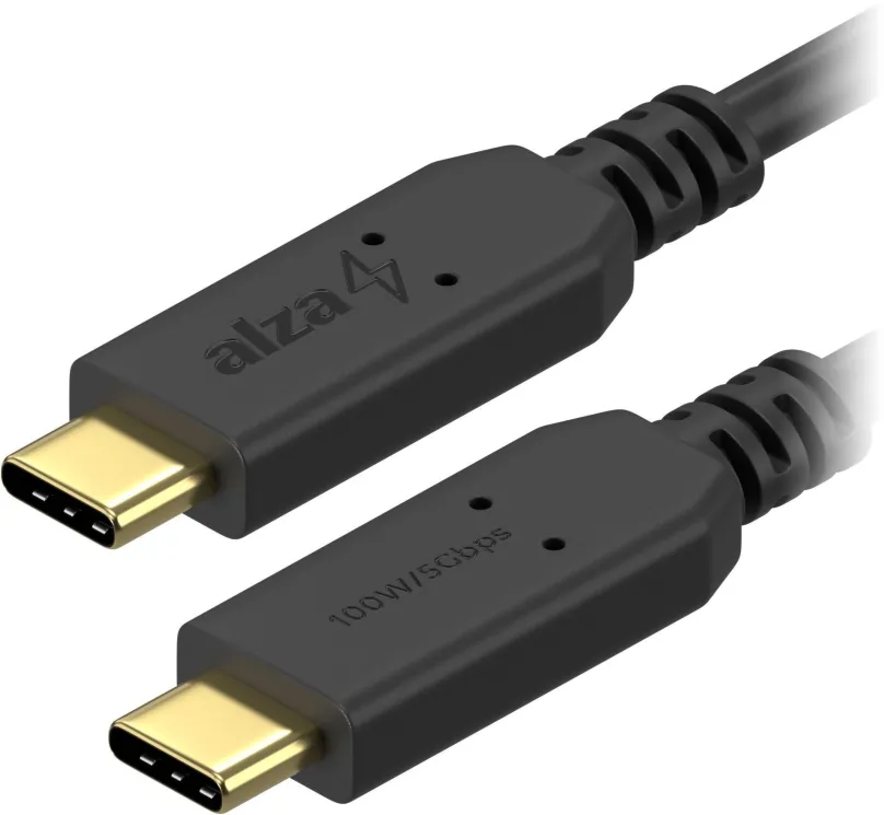 Dátový kábel AlzaPower Core USB-C / USB-C 3.2 Gen 1, 5A, 100W, 0.15m čierny