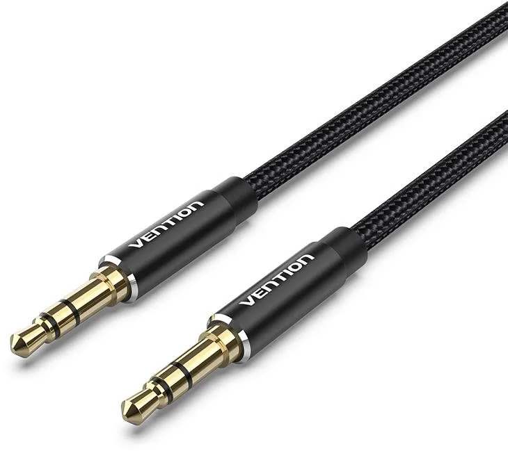 Audio kábel Vention Cotton Braided 3.5mm Male to Male Audio Cable 0.5m Black Aluminum Alloy Type