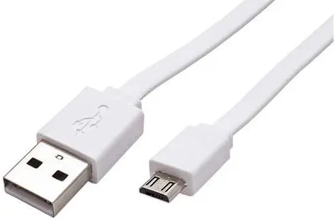 Dátový kábel ROLINE USB 2.0 - USB A (M) -> micro USB B (M), 1m, plochý, biely