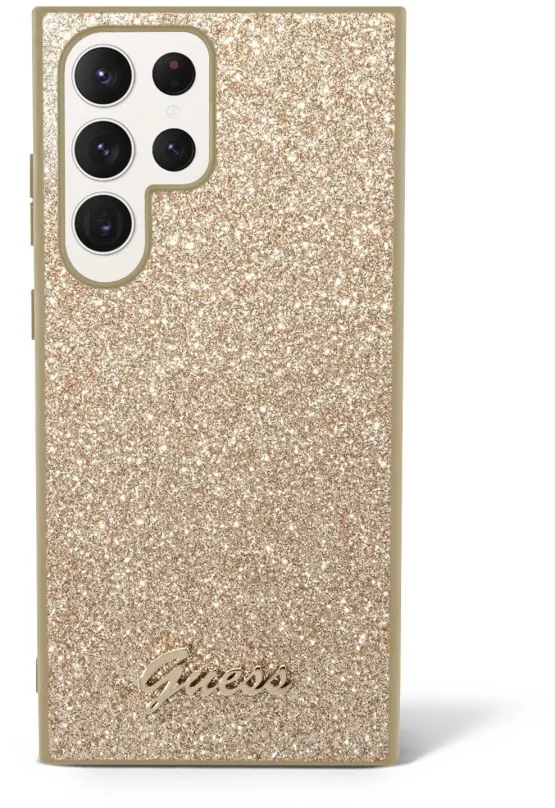 Kryt pre mobil Guess PC/TPU Glitter Flakes Metal Logo Zadný Kryt pre Samsung Galaxy S24 Ultra Gold