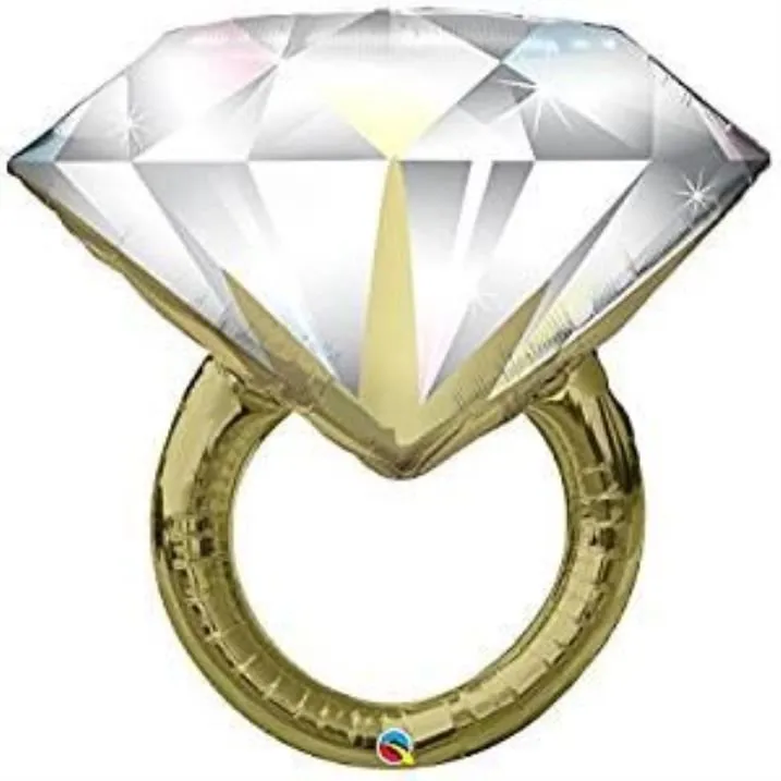 Balóniky Balónik fóliový svadobný prsteň 94 cm - Veľký diamant - rozlúčka so slobodou