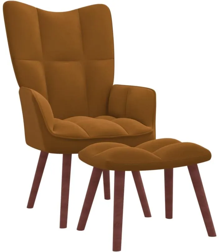 Kreslo Relaxačné kreslo so stoličkou hnedé zamat , 328070