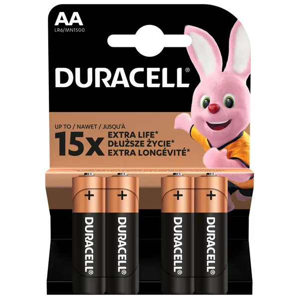 Batéria alkalická, AA, 1.5V, Duracell, blister, 4-pack, MN1500