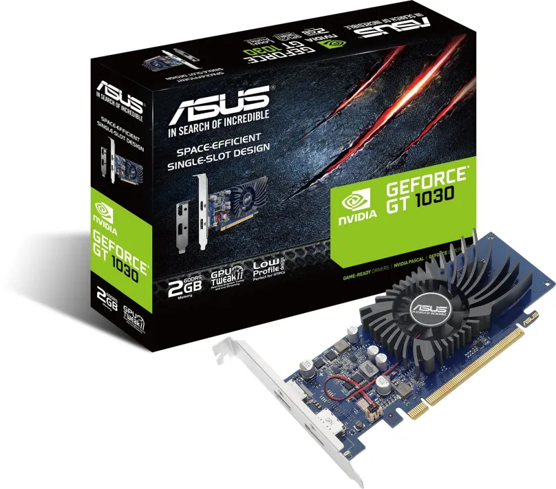 Grafická karta ASUS GeForce GT1030-2G-BRK, 2 GB GDDR5 (6008 MHz), NVIDIA GeForce, Pascal