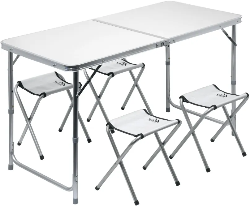Kempingový stôl Cattara DOUBLE sivý + 4x stolička