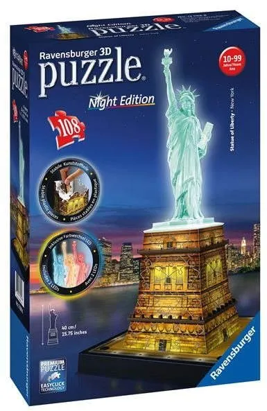 3D puzzle Ravensburger 3D 125968 Socha slobody (Nočná edícia)