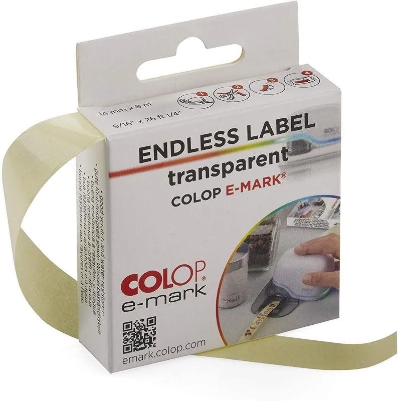 Lepiaca páska COLOP e-mark® transparentná, 14 mm x 8 m