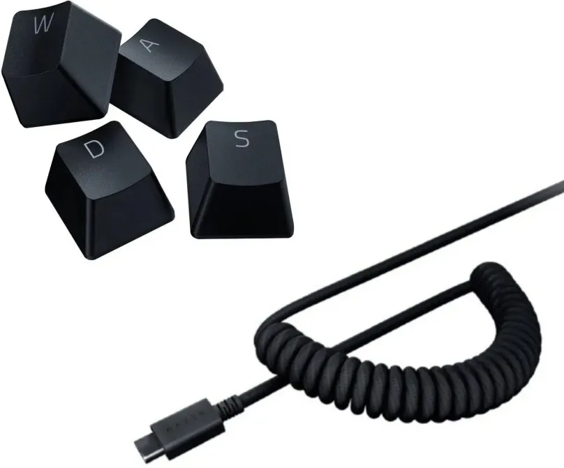 Herný set Razer PBT Keycap + Coiled Cable Upgrade Set - Classic Black - US/UK