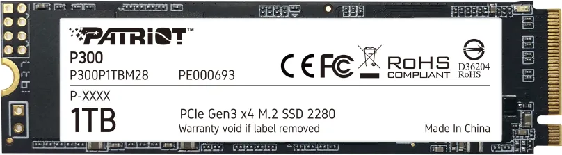 SSD disk Patriot P300 1TB, M.2 (PCIe 3.0 4x NVMe), TLC (Triple-Level Cell), rýchlosť čítan