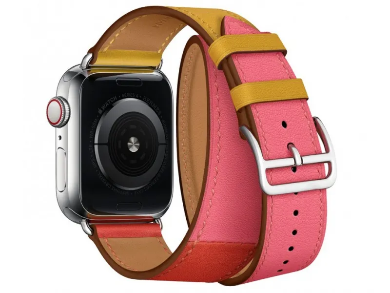 COTECi kožený remienok pre Apple Watch 42/44/45/49mm oranžová-červená-ružová (dlhý)