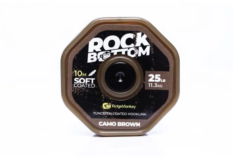 RidgeMonkey Šnúrka Connexion Rock Bottom Tungsten Coated Soft Hooklink 10m 25lb Camo Brown