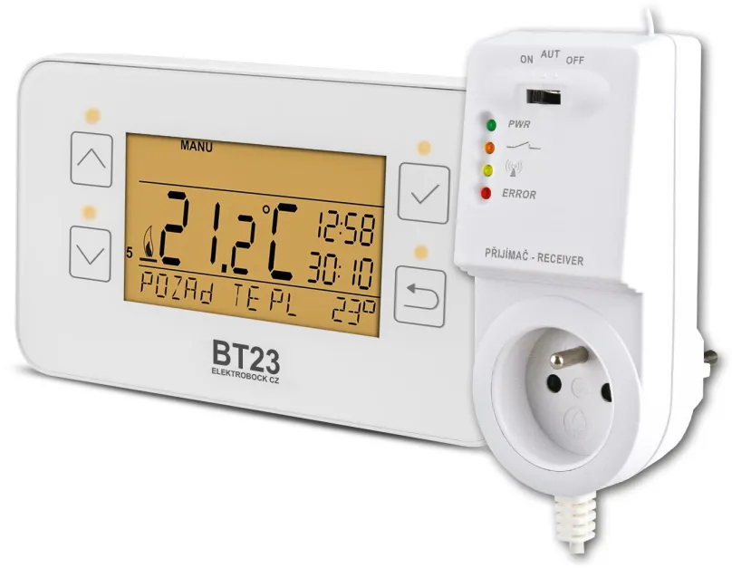 Chytrý termostat Elektrobock BT23 RF, bezdrôtový, digitálny a dotykový, napájanie batériam