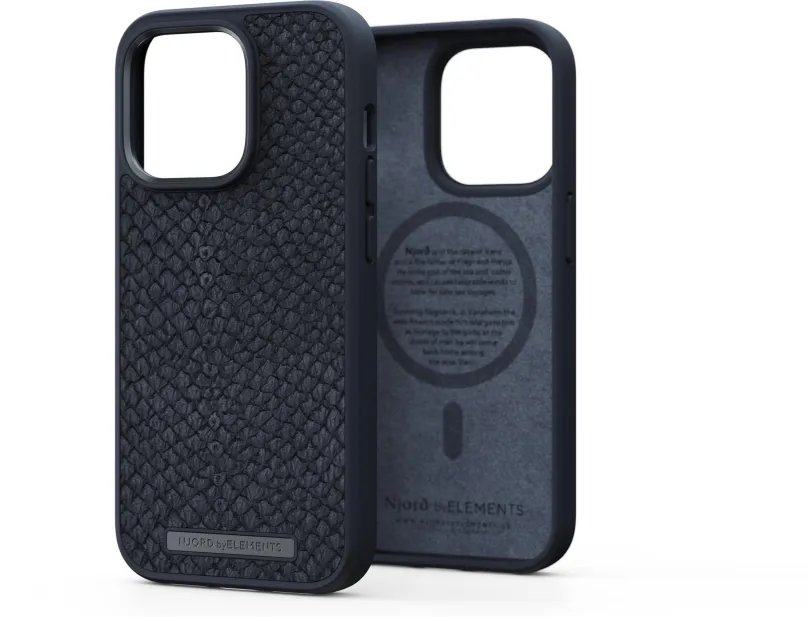 Kryt na mobil Njord iPhone 14 Pre Salmon Leather Magsafe Case Black, pre Apple iPhone 14 P