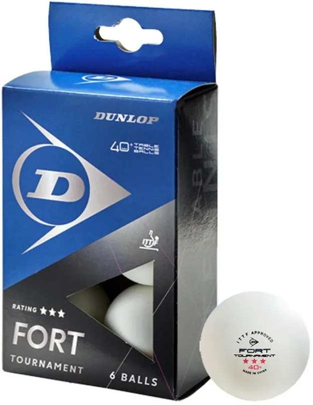 Loptičky na stolný tenis Dunlop Fort Tournament 40+*** (6 ks) biely