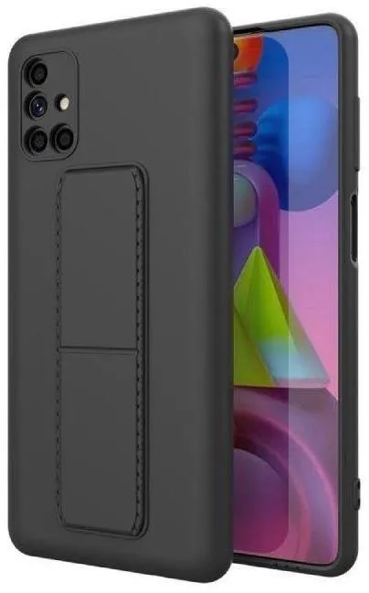 Kryt na mobil Kickstand silikónový kryt na Samsung Galaxy M51, čierny