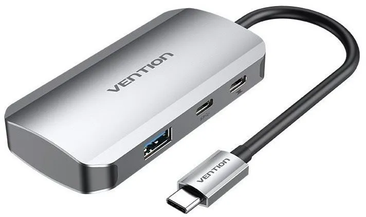 USB Hub Vention 5-Port USB 3 Gen 1/3x USB3.0/PD Hub 0.15M Gray Aluminum Alloy Type
