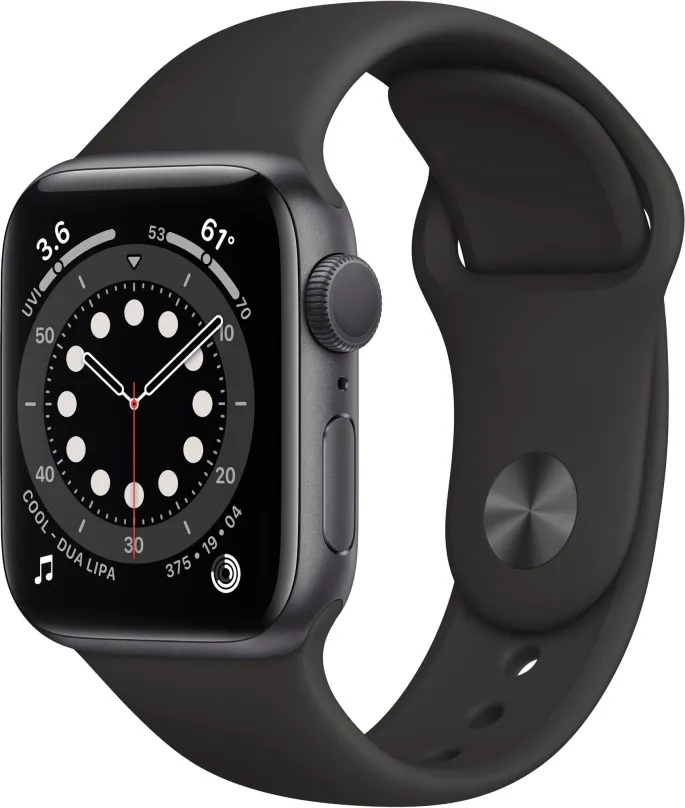 Chytré hodinky Apple Watch Series 6 44mm Vesmírne šedý hliník s čiernym športovým remienkom