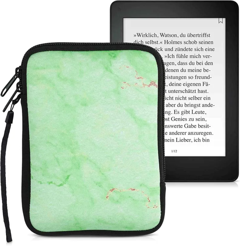 Puzdro na čítačku kníh KW Mobile - Marble - KW5033513 - Univerzálne puzdro pre čítačky 6" - svetlo zelené