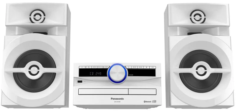 Minisystém Panasonic SC-UX100E-W, s reproduktormi s výkonom 300 W, FM a RDS rádio, rozhran