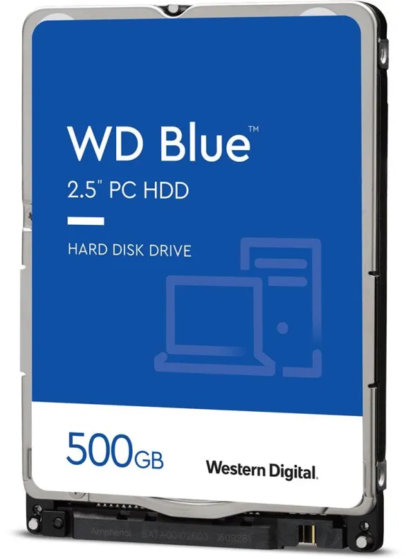 Pevný disk WD Blue Mobile 500GB, 2.5", SATA III, maximálna rýchlosť prenosu 150 MB/s,