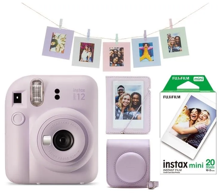 Instantný fotoaparát Fujifilm Instax Mini 12 Purple + Mini 12 ACC kit + 2x10 film