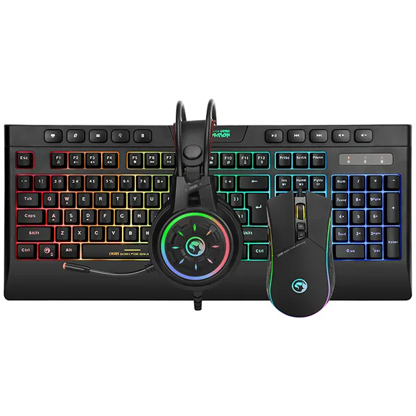 Marv RGB sada klávesnice CM305, herná, čierna, drôtová (USB), CZ / SK, s hernou myšou a slúchadlami, membránová, RGB podsvietená
